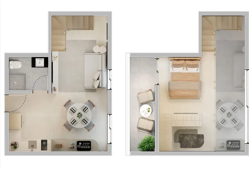 Cobertura duplex com suíte — planta humanizada